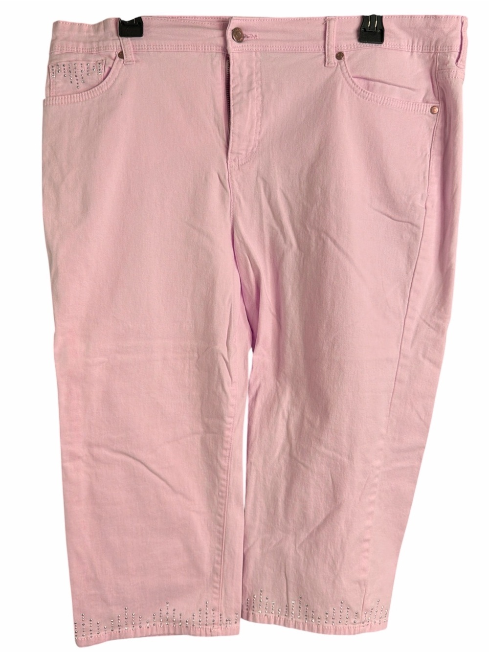 Gloria Vanderbilt Women's Pink Straight-Leg Capris Stud details EC Size 16